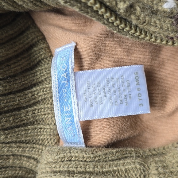 Janie And Jack Green and Brown Nordic Deer Pattern Wool Jacket - Picture 3 of 4